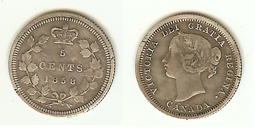 Canada 5 Cents 1858 TB+